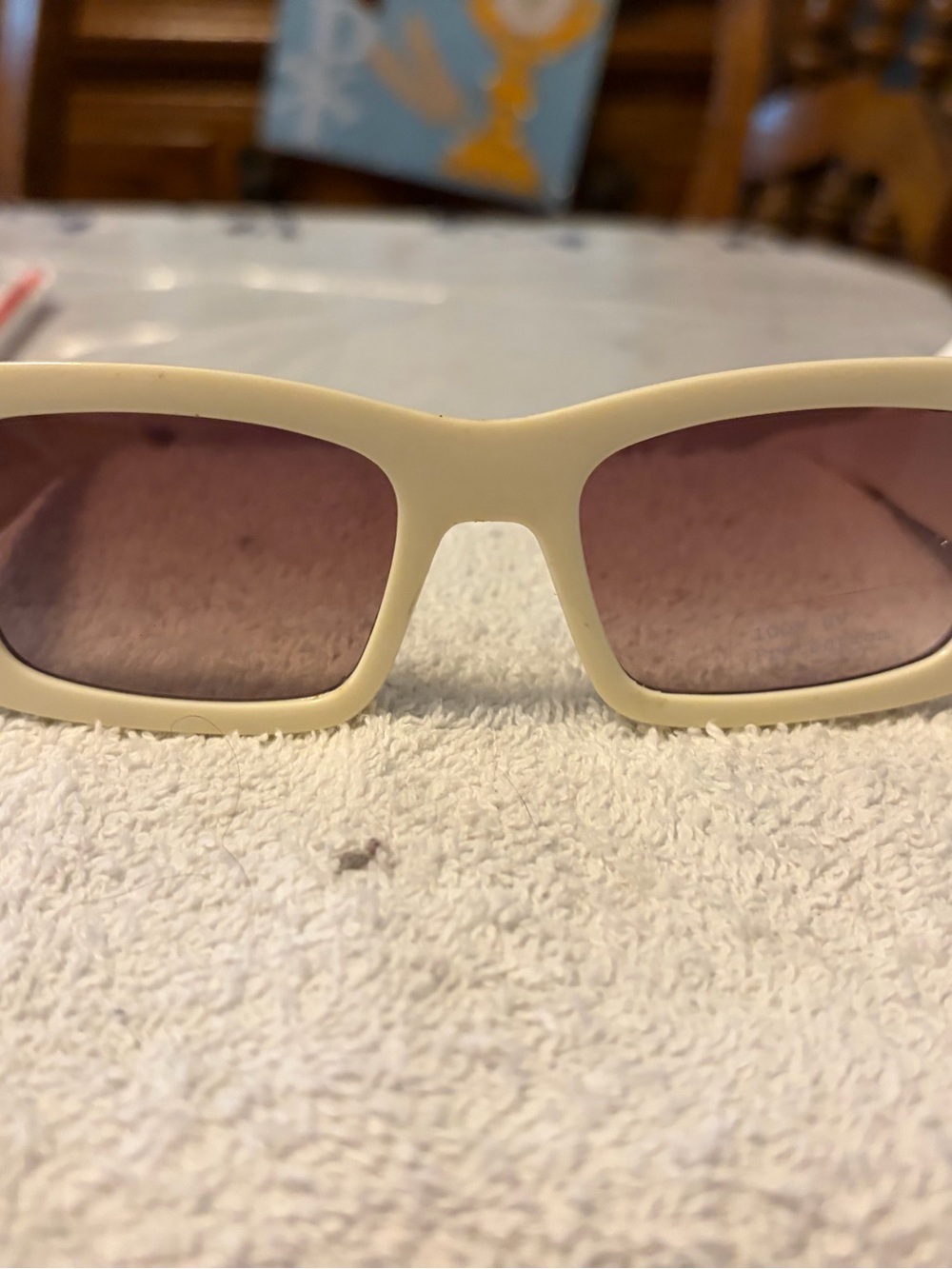 Cream Rectangular Women's Sunglasses with Pink Lenses NWT by A New Day